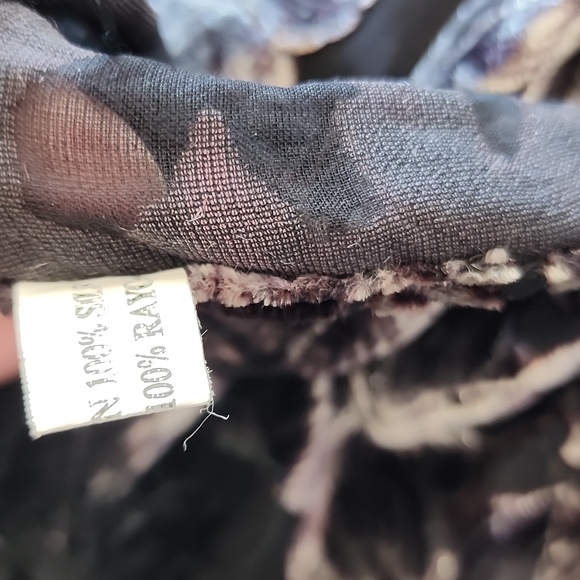 Formal scarf Black silver pure silk mesh chiffon rayon silver embroidery  170x50 - Picture 5 of 8